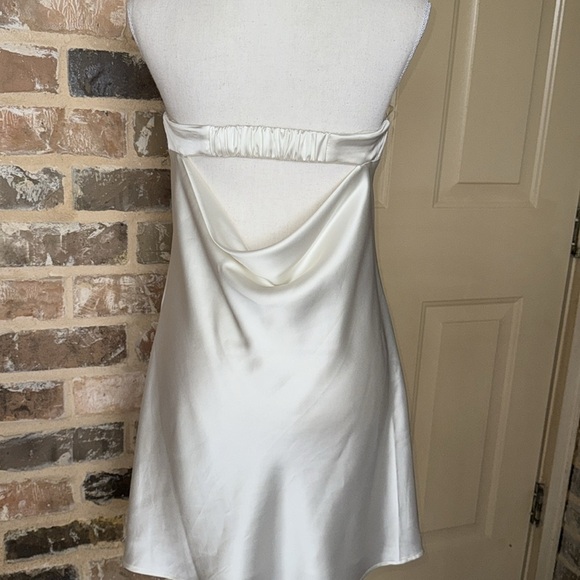 Wild Fable Satin Tube Bandeau Strapless Slip Mini Dress Ivory Champagne Sz S - Picture 4 of 13